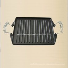 China Gusseisen Steak Griddle Platte mit Metall Griff